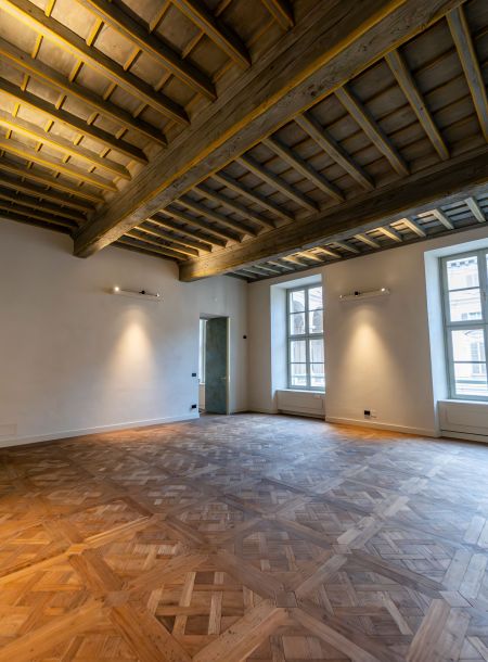 Soffitto a cassettoni modello Versailles all'interno di Palazzo Saluzzo Paesana