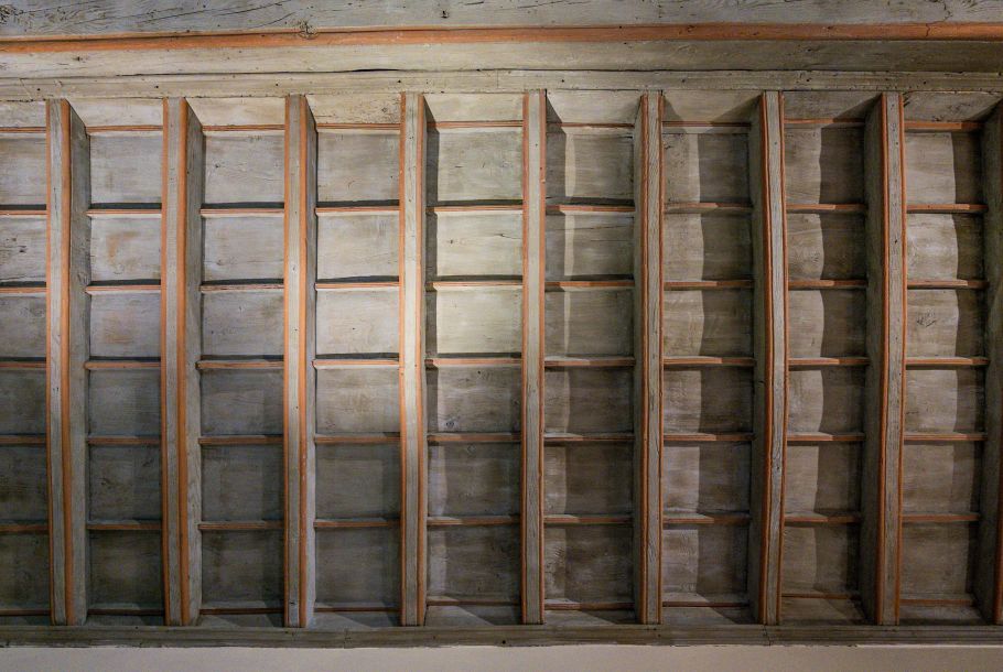 Particolare soffitto a cassettoni modello Versailles all'interno di Palazzo Saluzzo Paesana