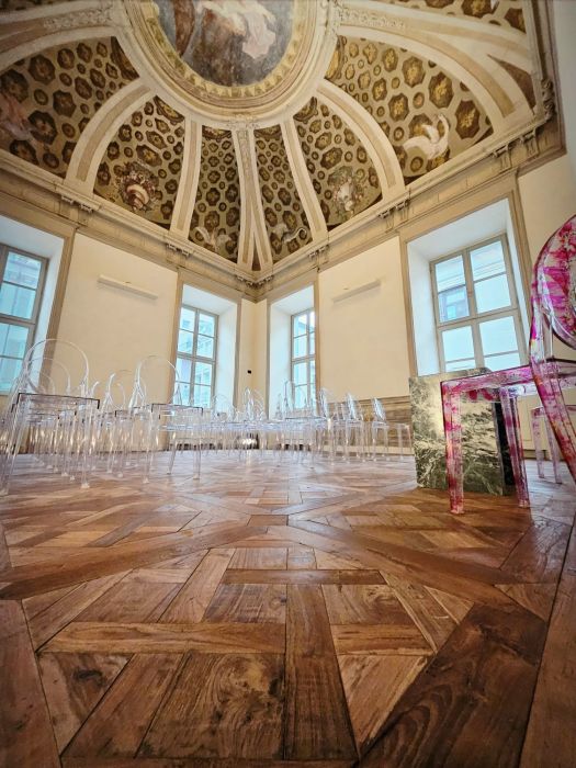 Posti a sedere del Salone del Paradiso al Piano Nobile di Palazzo Saluzzo Paesana