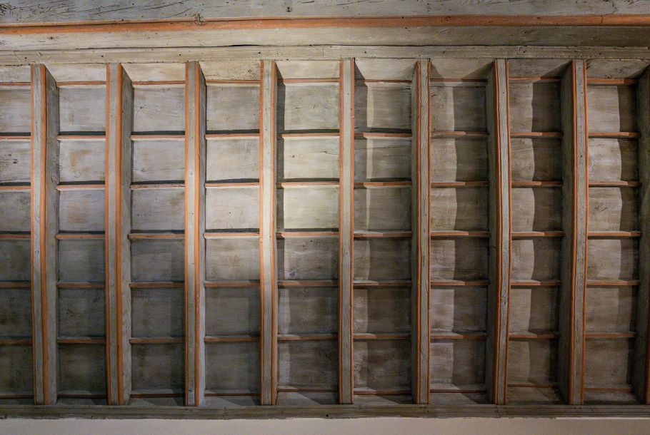 Particolare soffitto a cassettoni modello Versailles all'interno di Palazzo Saluzzo Paesana